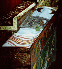 Раклата с мощите на Св. Иван Рилски Чудотворец в Рилския манастир. Източник: chudesa.net